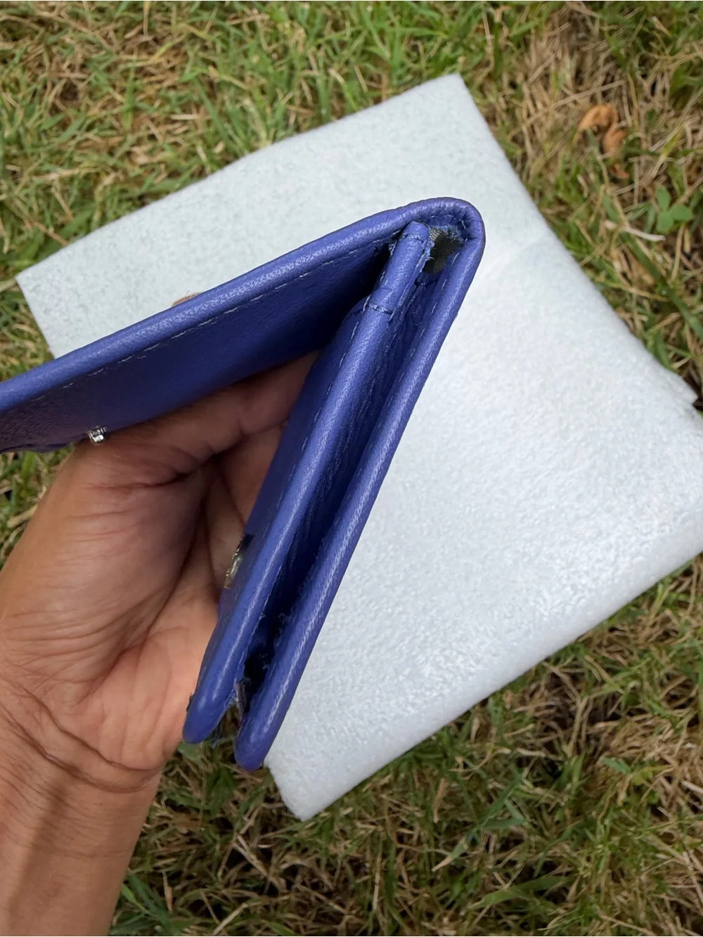 Aimee Kestenberg Purple Leather Card Wallet with Silver Logo
